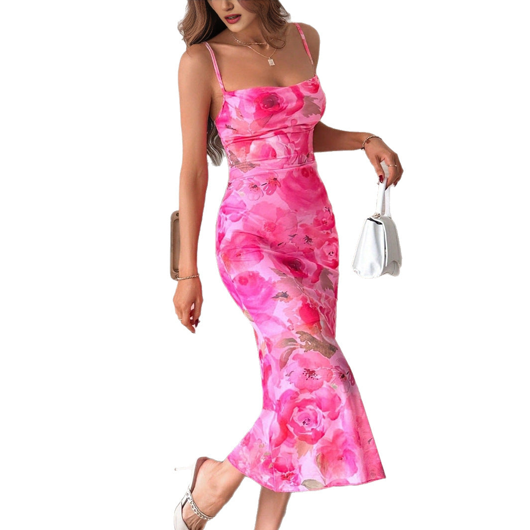 Cross-border Amazon Europe and the United States Foreign Trade 2025 Summer New Temperament Tie-Dye Slim Suspender Bandeau Dress Long Skirt