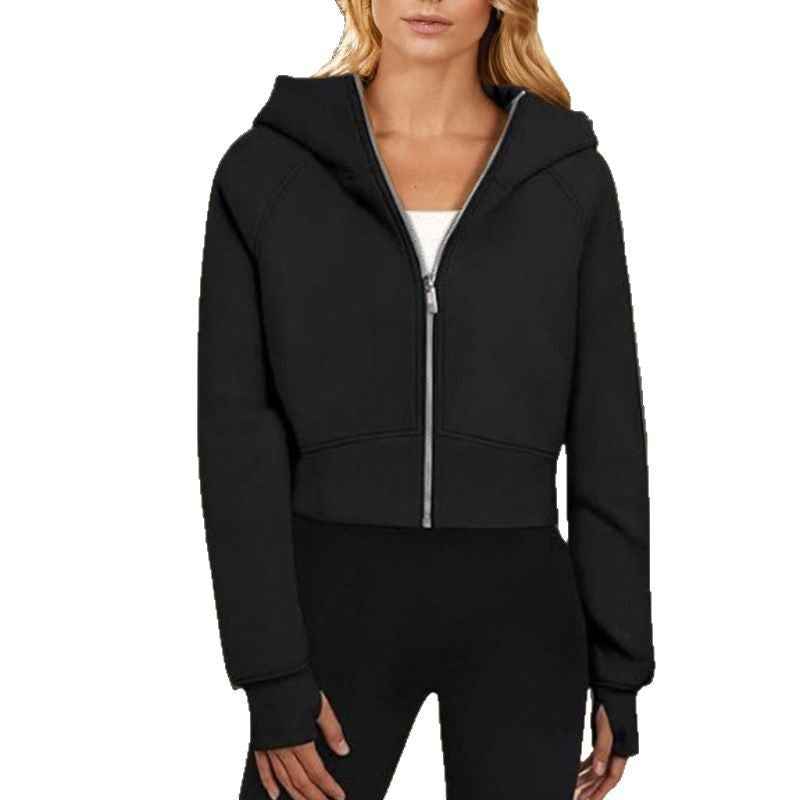 2026 spring new European and American foreign trade cross-border women's AliExpress hooded zipper short fashion long-sleeved sweatshirt