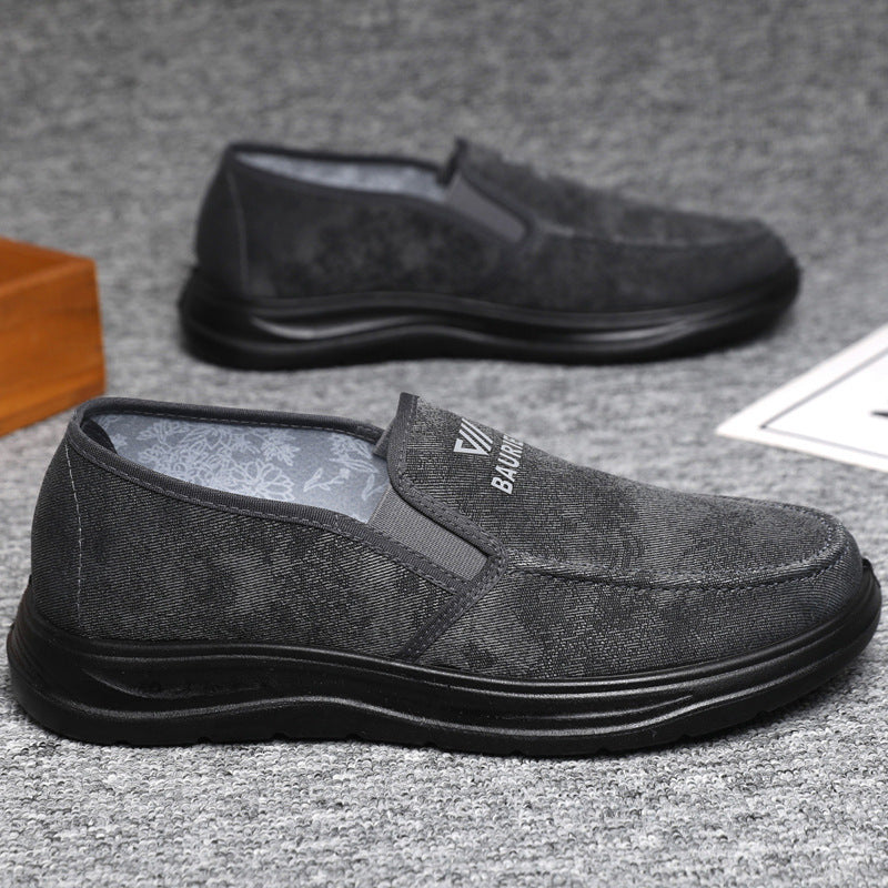 Spring 2025 Comfortable men's shoes, breathable casual single shoes, soft soles, one-foot slip-on shoes, middle-aged and elderly dad shoes, cross-border