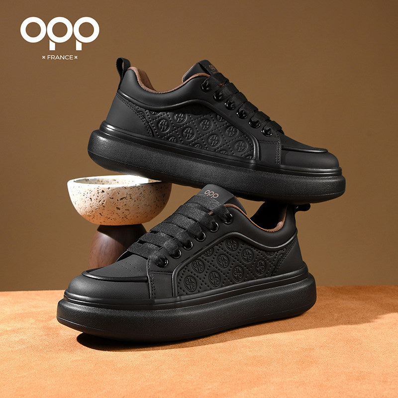 OPP men's shoes spring men's light luxury high-end platform versatile personality retro trend leather casual sports shoes
