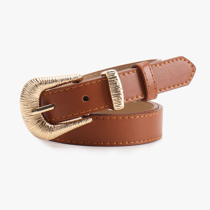 New Simple Old Money Style Women's Belt Threaded Alloy Commuter Casual Belt Women's Versatile Jeans Decorative Belt