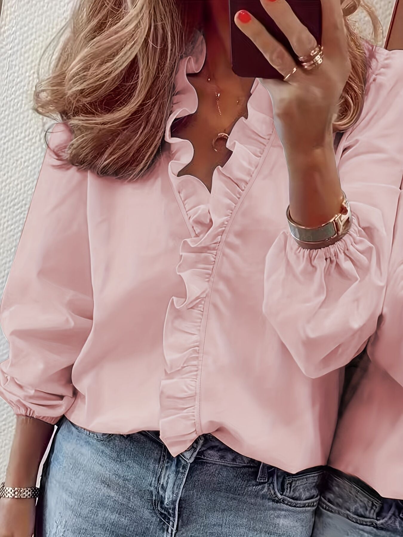 Cross-border foreign trade, European and American clothing, spring, summer, autumn and winter, ruffled shirts, women's shirts, loose foreign style, foreign style commuting
