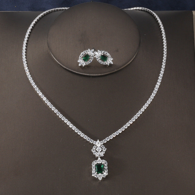 Starry Sky Love cross-border minimalist niche fashion bridal zircon necklace jewelry earring women's set set