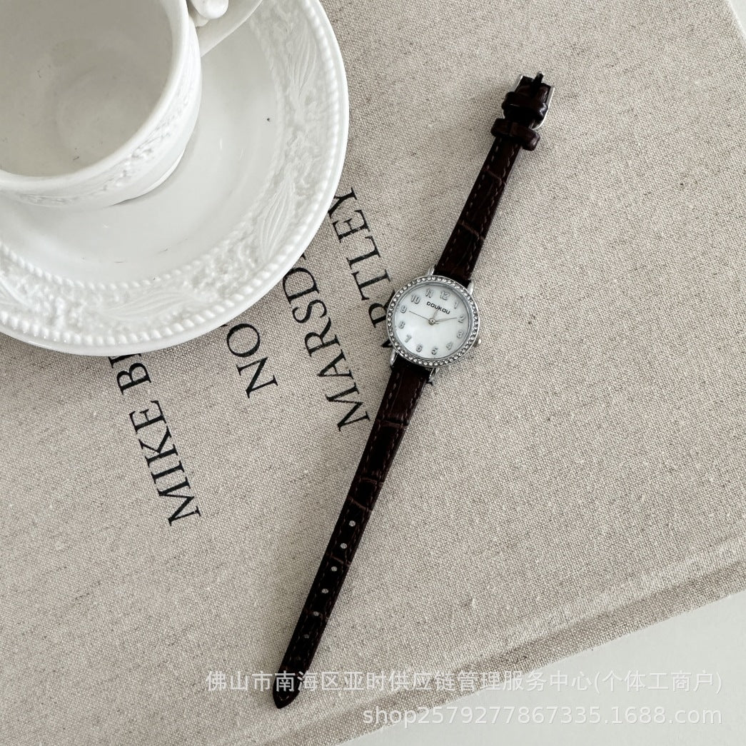 DOUKOU Hot Item Starry Pearl Belt Watch for Women, Students, Simple Commuting Women's Watch, Cross-border Quartz Watch Source