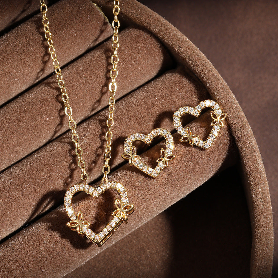 New round 14K necklace copper gold-plated zirconium o-word chain round pendant fashionable and delicate classic style jewelry women