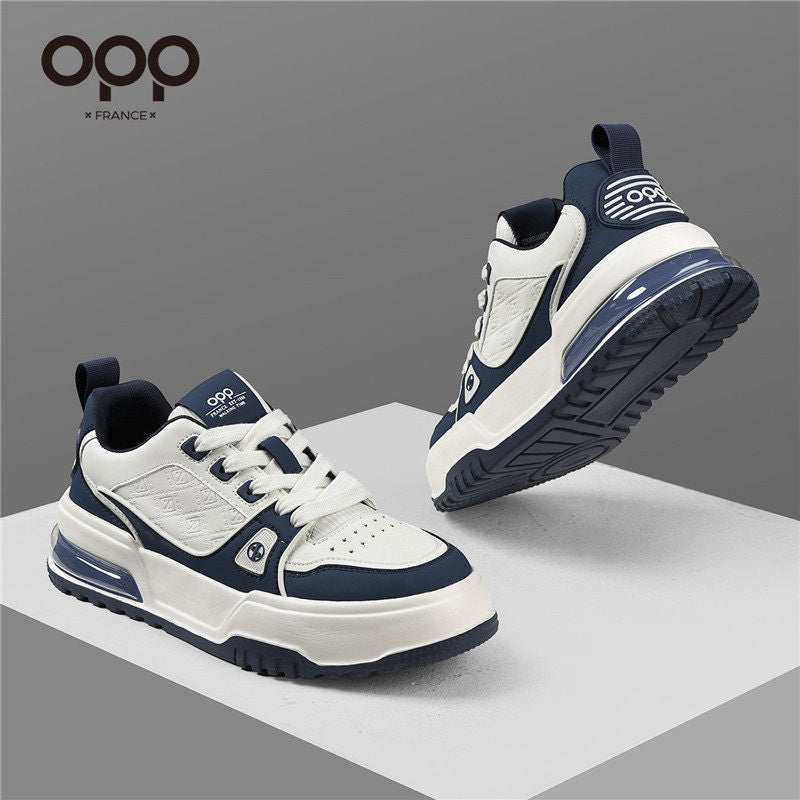 OPP casual board shoes 2026 spring men's air cushion shock absorption sports versatile popular low-top high-end white shoes
