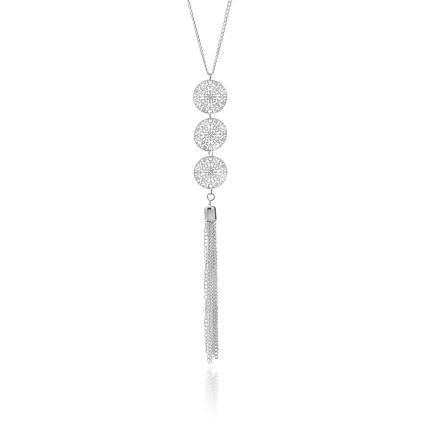 Cross-border ornaments vintage cut-out discs geometric round tassel pendant necklace women
