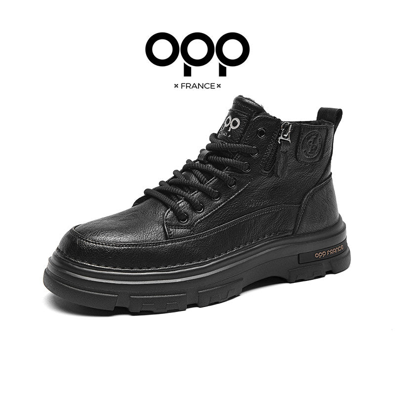 OPP men's shoes, winter fleece warmth, high-top cotton shoes, fashionable hiking boots, outdoor martin boots, snow boots, cargo boots