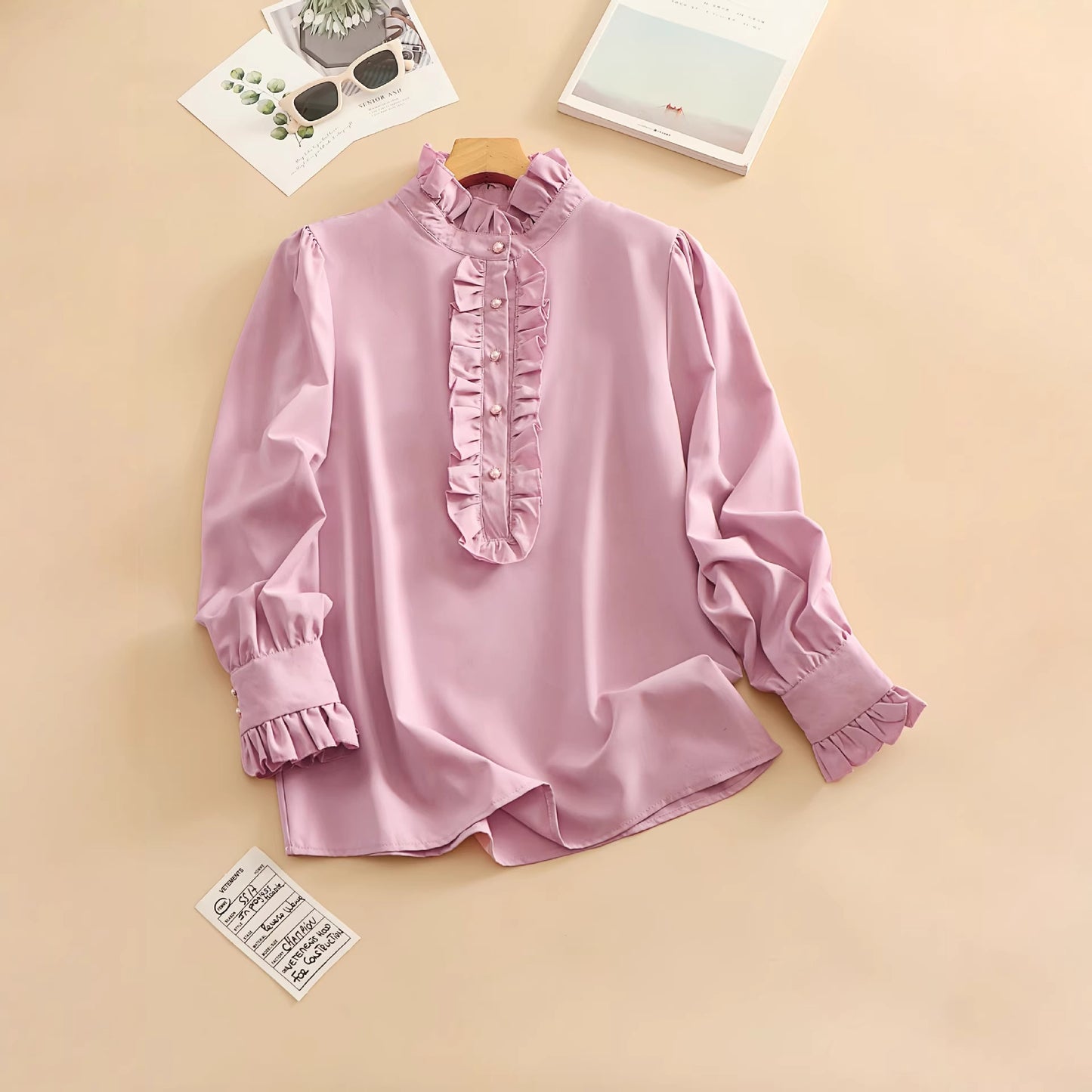 Amazon foreign trade European and American women's clothing wishAliExpress ebay shirt ruffles are versatile and elegant business fashion lining
