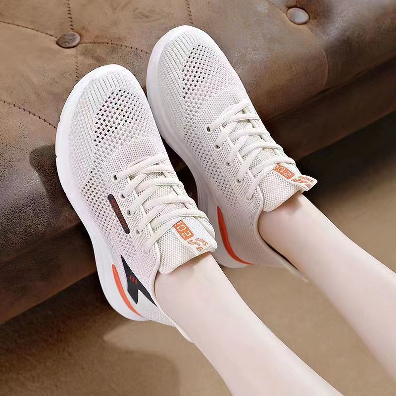 2025 Spring New White Shoes Sneakers Women's Lightweight Soft Sole Women's Running Shoes Student Lace-up Casual Shoes