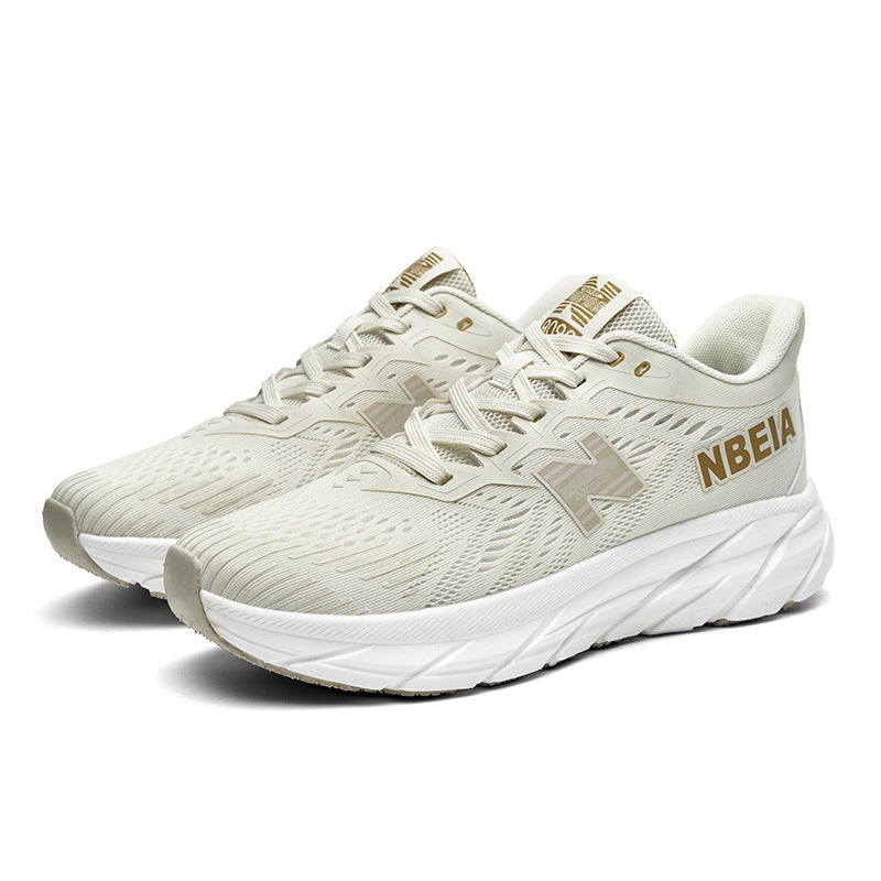 Primavera e outono New Balance Cool Run Thick Sole Soft Sole Sneakers Malha Casual verão Respirável Casal Sapatos Brancos Running Shoes