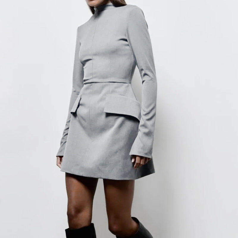 2026 spring new cross-border Amazon European and beautiful women's clothing temperament elegant solid color slim hip long-sleeved dress