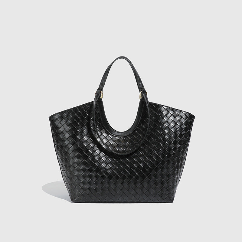 Bolsa tote Internacional vintage textura trançada Bolsa minimalista Grande capacidade Bolsa de ombro fashion versátil para o dia a dia Bolsa de mão