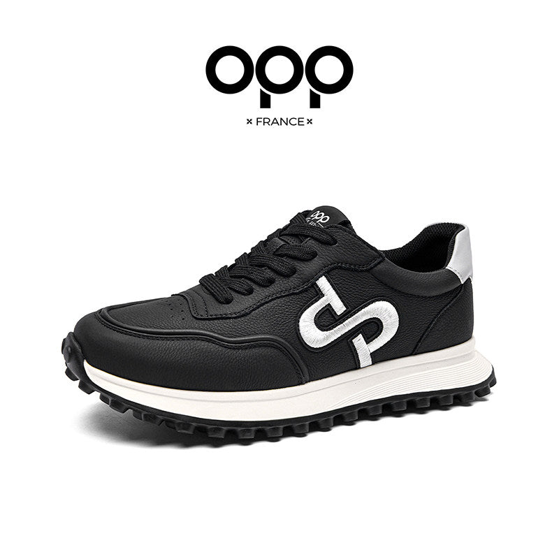 OPP Daddy Shoes Men's Spring 2026 New Non-Slip and Wear-Resistant Leather Casual Sneakers Fashionable and Versatile Board Shoes