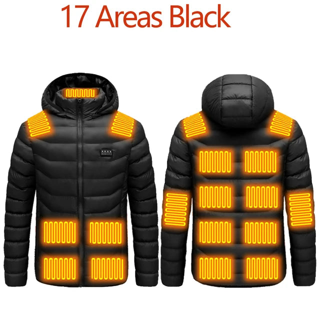 Men 9 Areas Heated Jacket USB Winter Outdoor Electric Heating Jackets Warm Sprots Thermal Coat Clothing Heatable Cotton jacket Shopylife