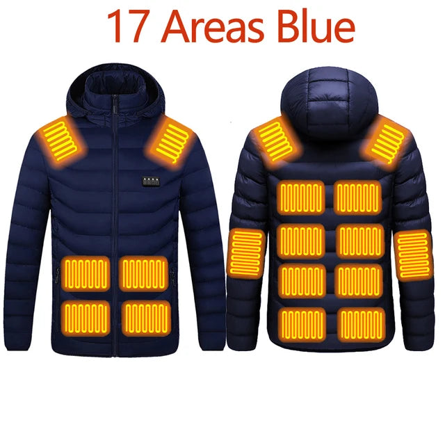 Men 9 Areas Heated Jacket USB Winter Outdoor Electric Heating Jackets Warm Sprots Thermal Coat Clothing Heatable Cotton jacket Shopylife