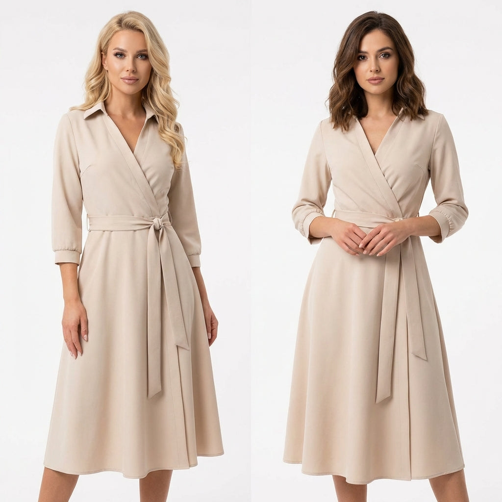 2025 Amazon AliExpress Europe and the United States Foreign Trade Women's Fashion Print Long Sleeve V-Neck Hip Commuter Dress 661