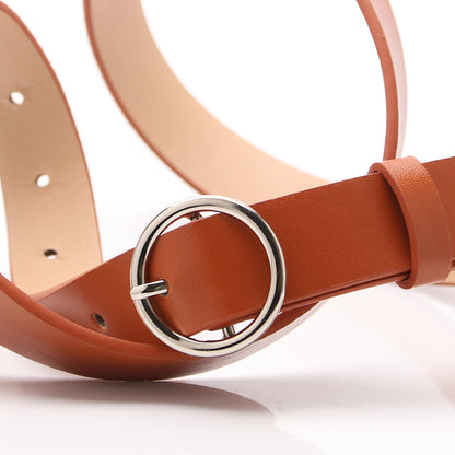 New round buckle trend student decoration belt women's casual fashion personalized women's belt manufacturer wholesale