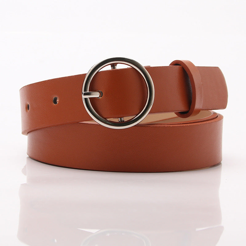 New round buckle trend student decoration belt women's casual fashion personalized women's belt manufacturer wholesale