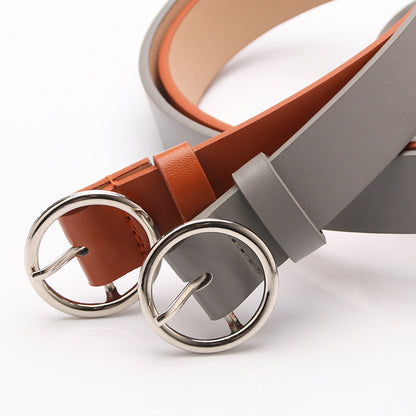 New round buckle trend student decoration belt women's casual fashion personalized women's belt manufacturer wholesale