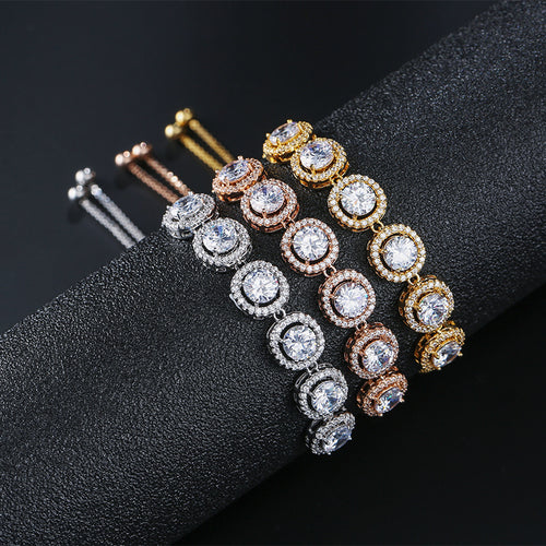 RAKOL Fashion Classic Geometric Round Zircon Bracelet Women's Korean Style Personality Creative Pull Hand Jewelry Factory Direct Sales