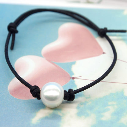 Cross-border accessories European and American fashion leather rope pearl anklets Beach fashion new women's foot accessories