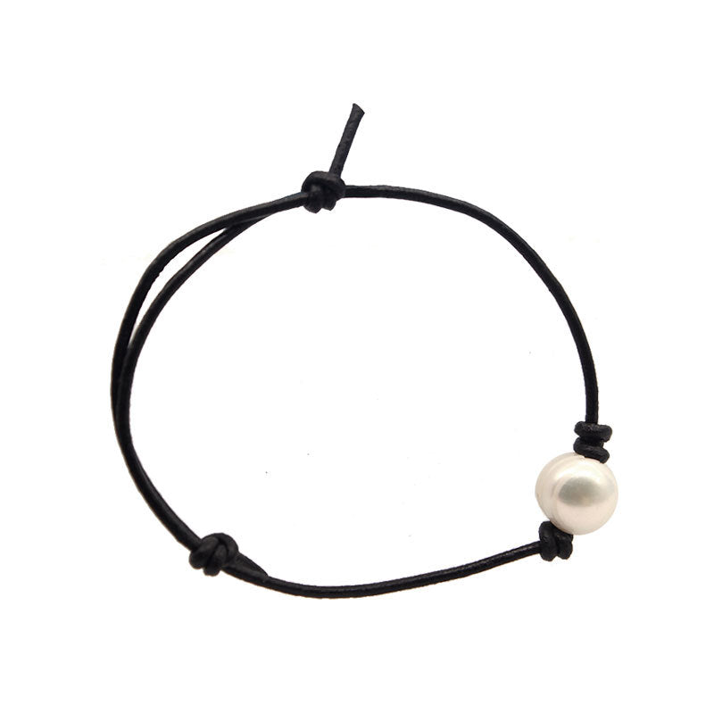 Cross-border accessories European and American fashion leather rope pearl anklets Beach fashion new women's foot accessories