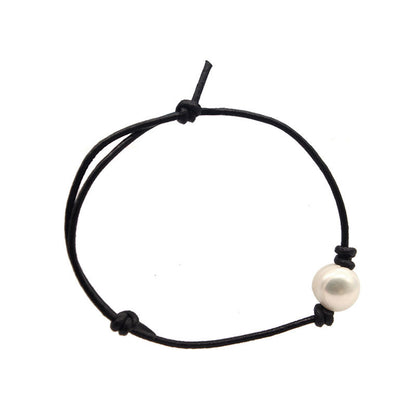 Cross-border accessories European and American fashion leather rope pearl anklets Beach fashion new women's foot accessories