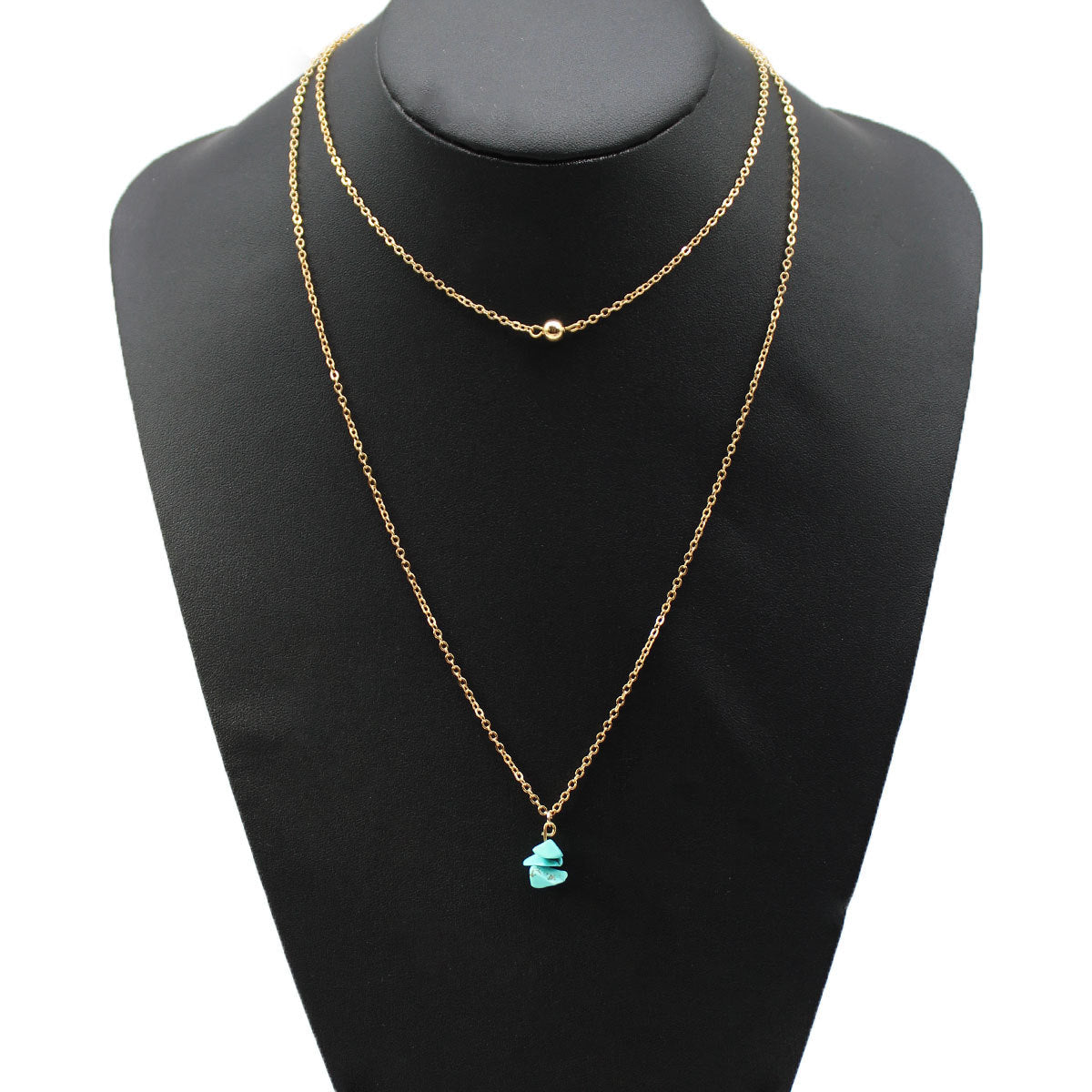 European and American cross-border jewelry, creative fashion necklaces, choker double turquoise ball necklaces, women's accessories