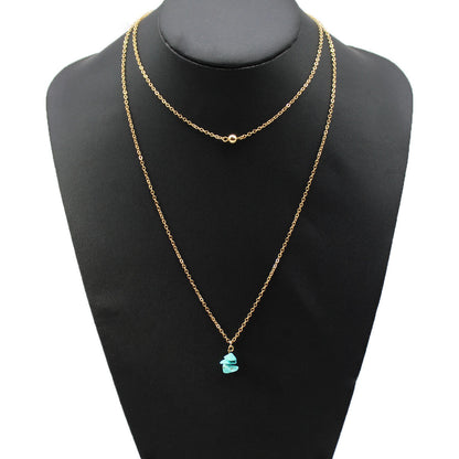 European and American cross-border jewelry, creative fashion necklaces, choker double turquoise ball necklaces, women's accessories