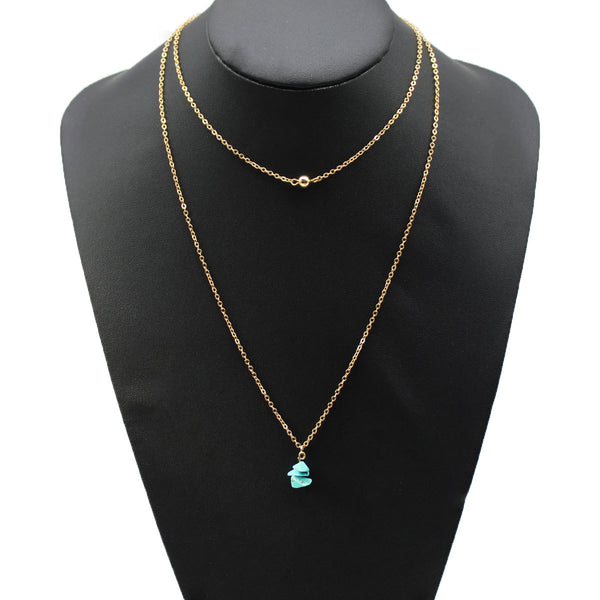 European and American cross-border jewelry, creative fashion necklaces, choker double turquoise ball necklaces, women's accessories - view 2 | Ciaura