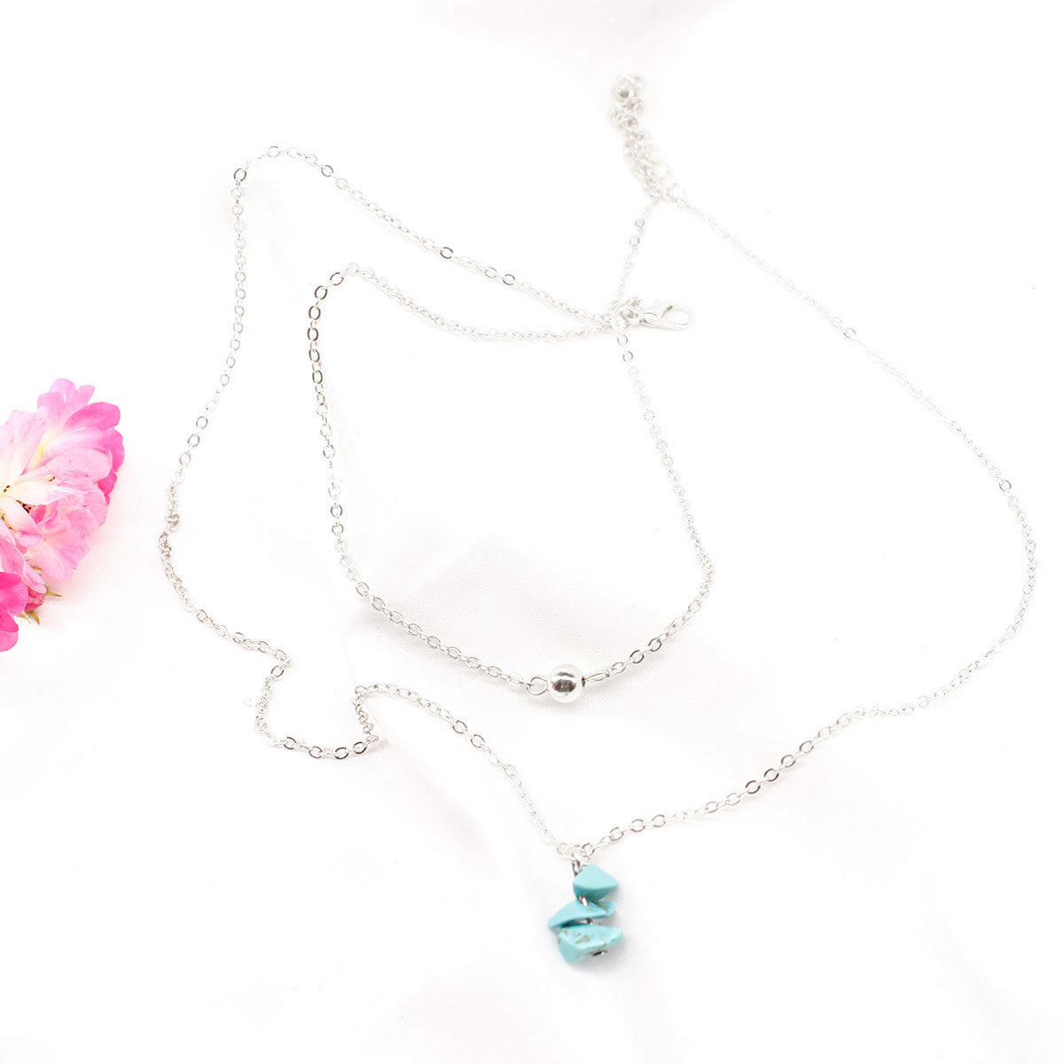 European and American cross-border jewelry, creative fashion necklaces, choker double turquoise ball necklaces, women's accessories