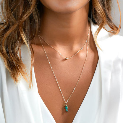European and American cross-border jewelry, creative fashion necklaces, choker double turquoise ball necklaces, women's accessories