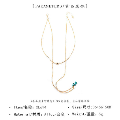 European and American cross-border jewelry, creative fashion necklaces, choker double turquoise ball necklaces, women's accessories