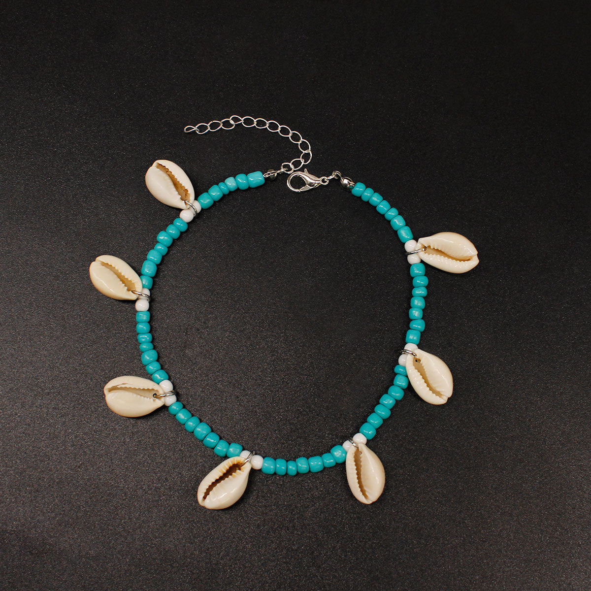 European and American cross-border foot jewelry shell beach anklet women's fashion hand-woven rice bead foot ring