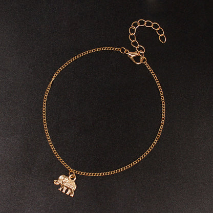 auspicious baby elephant women's anklet single layer simple elephant anklet wholesale