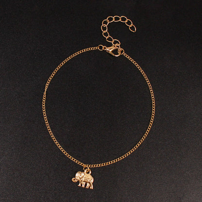 auspicious baby elephant women's anklet single layer simple elephant anklet wholesale