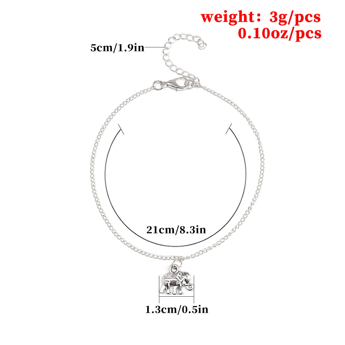 auspicious baby elephant women's anklet single layer simple elephant anklet wholesale