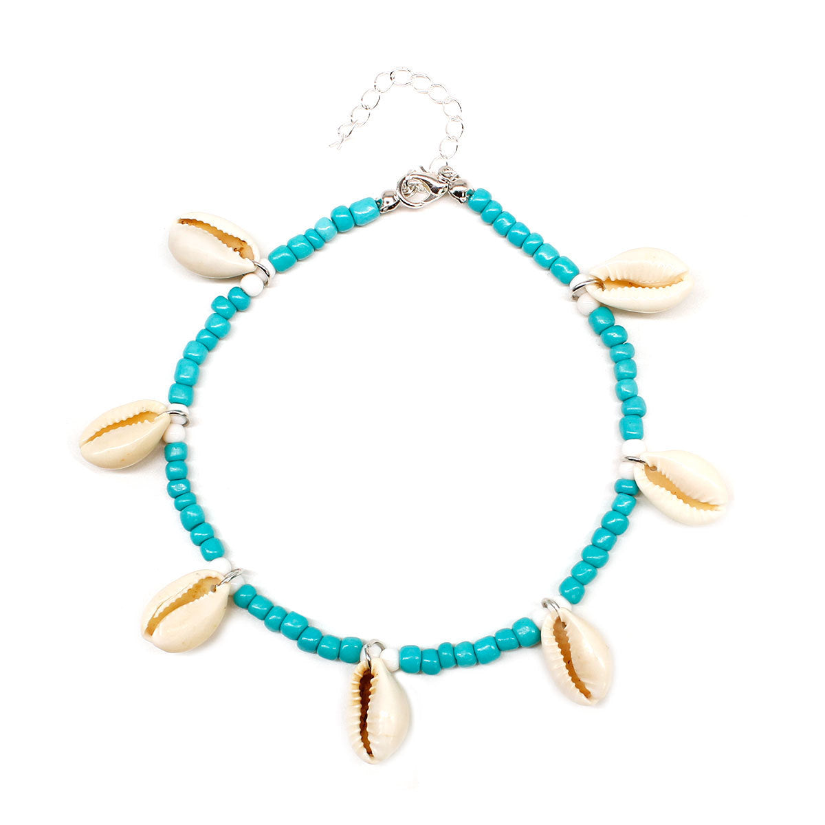 European and American cross-border foot jewelry shell beach anklet women's fashion hand-woven rice bead foot ring