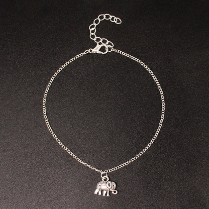 auspicious baby elephant women's anklet single layer simple elephant anklet wholesale