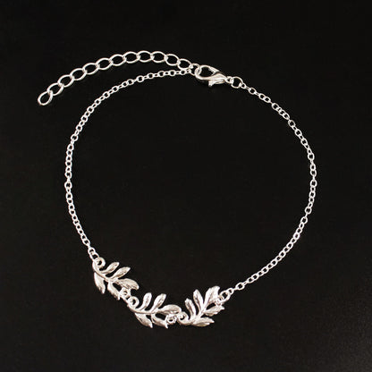 European and American ladies spring new alloy simple cheap leaf anklet women's cross-border cross-border handmade boutique