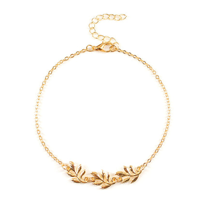 European and American ladies spring new alloy simple cheap leaf anklet women's cross-border cross-border handmade boutique