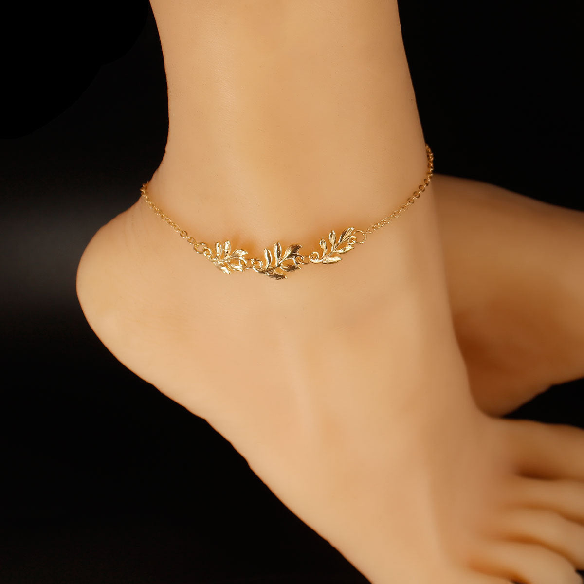 European and American ladies spring new alloy simple cheap leaf anklet women's cross-border cross-border handmade boutique