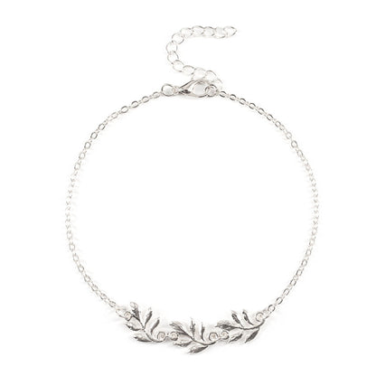 European and American ladies spring new alloy simple cheap leaf anklet women's cross-border cross-border handmade boutique