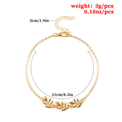 European and American ladies spring new alloy simple cheap leaf anklet women's cross-border cross-border handmade boutique