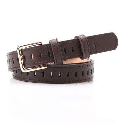 Women's belt Korean version casual hollow decoration pin buckle belt versatile girls' jeans belt punching-free belt batch