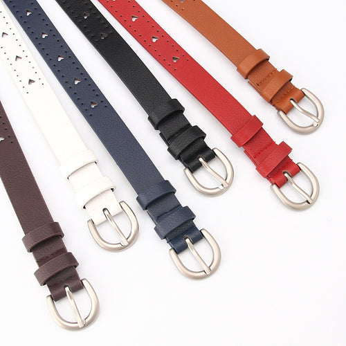 Trendy Women's Belt Fashion Pin Buckle Simple and Versatile Women's Personality Pants Belt Love Hollow Decorative Belt Wholesale