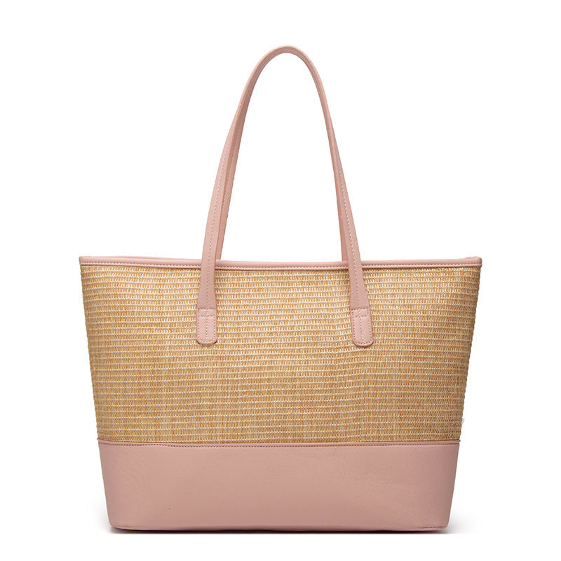 Cross-border women's bag 2024 new women's bag European and American fashion beach bag straw bag simple shoulder bag cross-border one