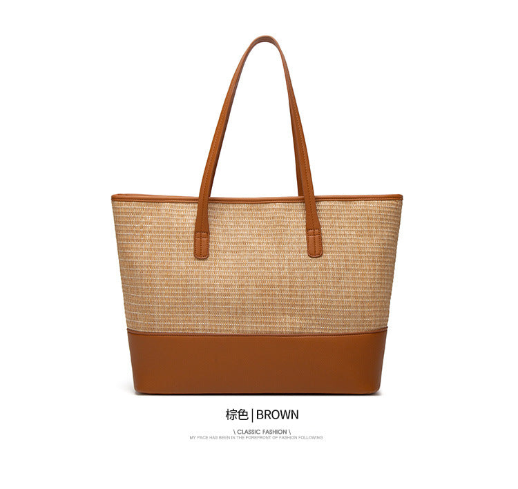 Cross-border women's bag 2024 new women's bag European and American fashion beach bag straw bag simple shoulder bag cross-border one
