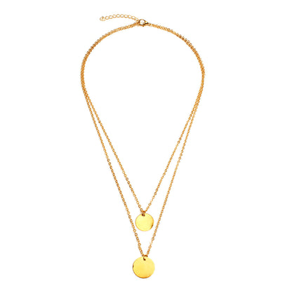 Cross-border new European and American personality necklaces simple fashion large and small sequins double-layer necklace wholesale